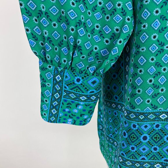 LOFT Teal Green Ditsy Floral Print Top Babydoll - Picture 4 of 9